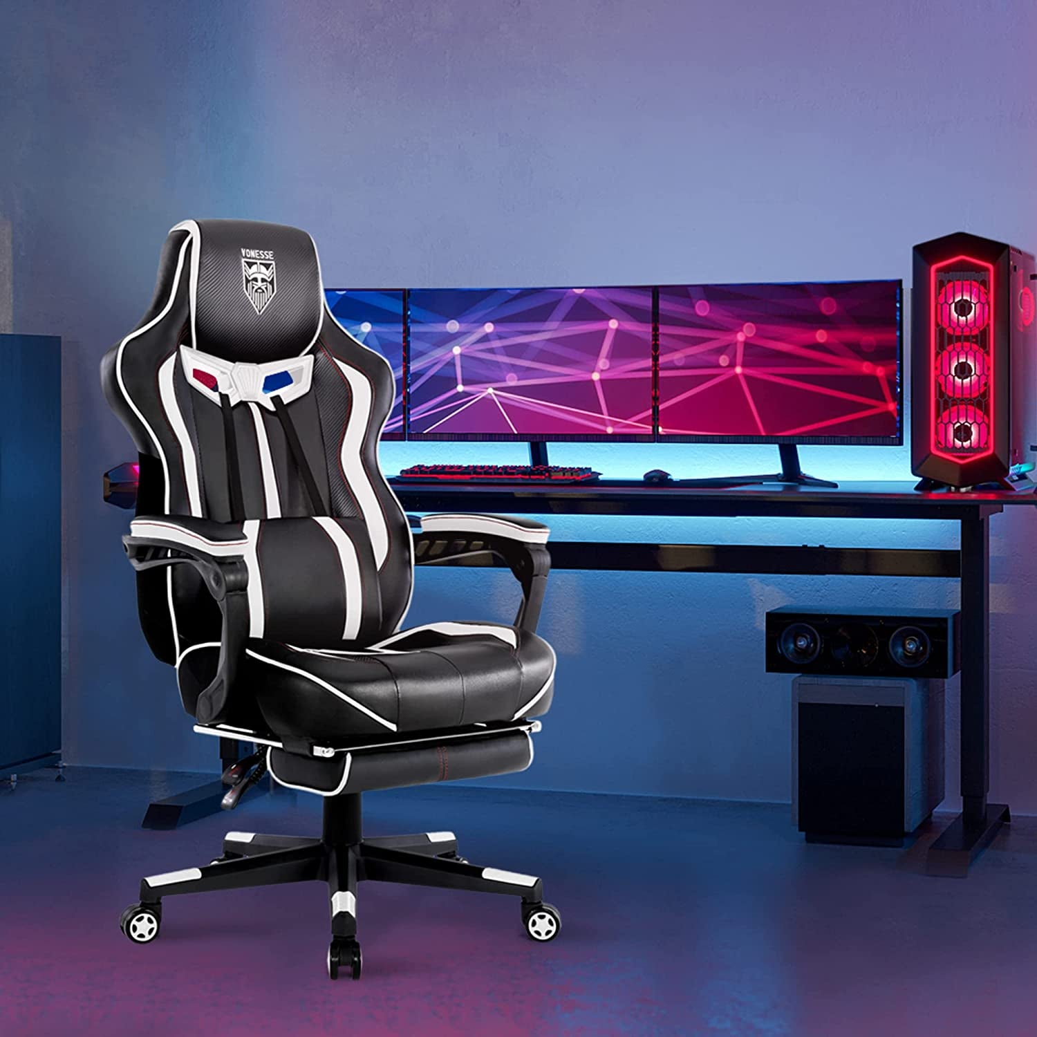 Gaming Chair Gaming Chair Gaming Chair with Massage PC Gaming Chair Reclining Gaming Chair Ergonomic Seat Easy Gaming Chair White