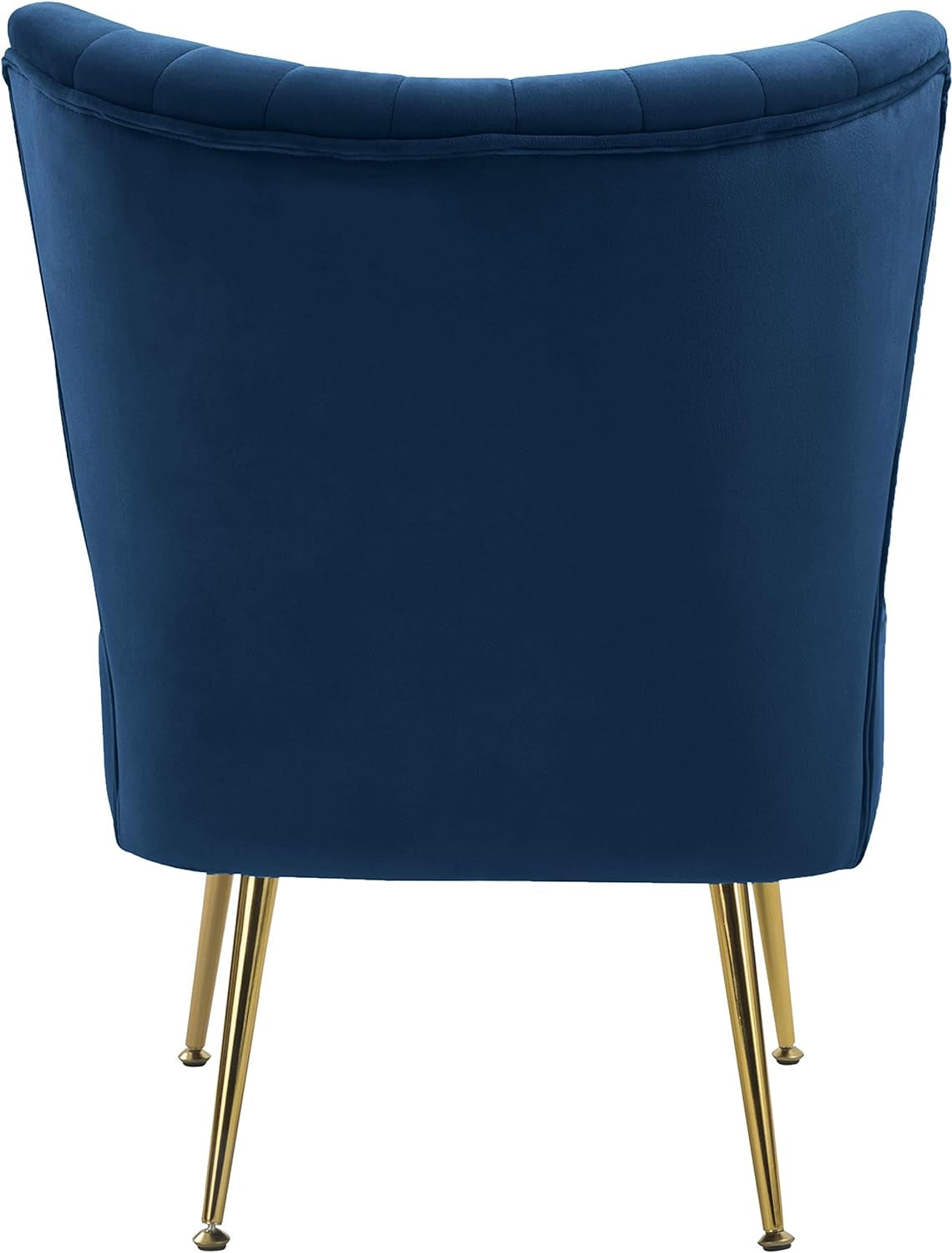 Tess Collection Modern | Contemporary Velvet Upholstered Accent Chair with Deep Channel Tufting and Custom Gold Steel Legs, 22.5" W X 26.5" D X 29.5" H, Navy