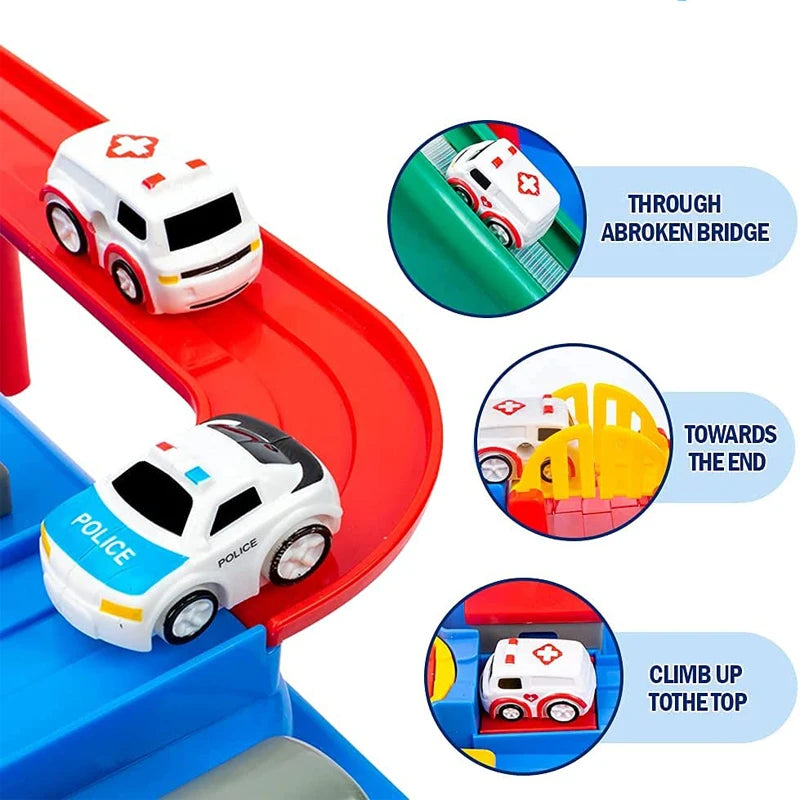 Racing Rail Car Model Racing Educational Toys Children Track Car Adventure Game Brain Game Mechanical Interactive Train Toy