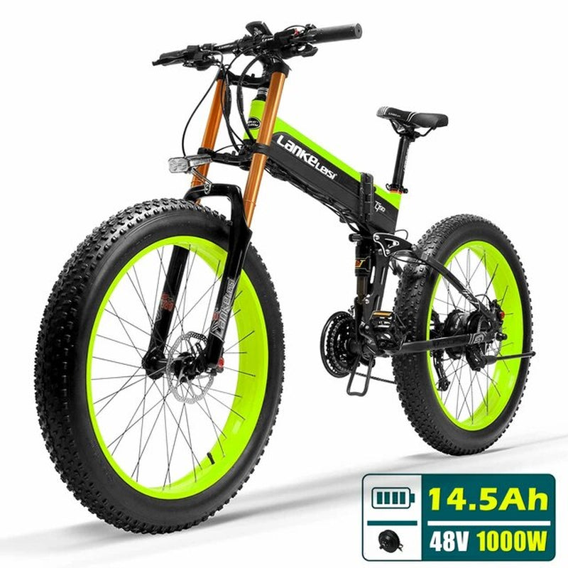 T750Plus New 27 Speed Ebike Fat Bike,1000W 48V 14.5Ah Strong Power, 5-Level Pedal Assist Sensor,Downhill Fork Snow Bike