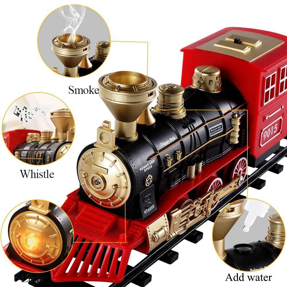 Electric Christmas Train Toy Set Car Railway Tracks Steam Locomotive Engine Diecast Model Educational Game Boy Toys for Children