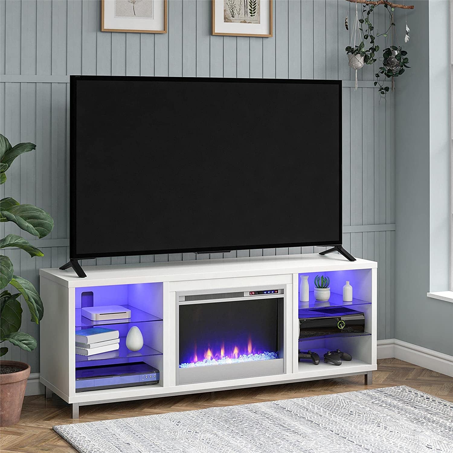 Lumina Fireplace TV Stand for Tvs up to 70", White