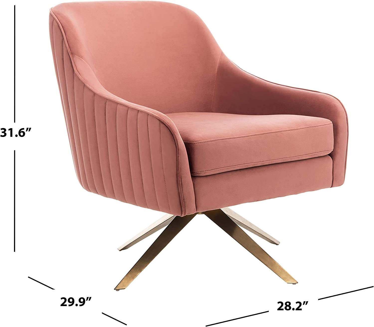 Couture Home Leyla Mid-Century Dusty Rose Velvet Swivel Accent Chair