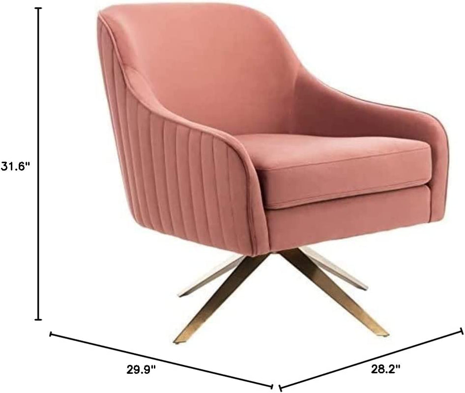 Couture Home Leyla Mid-Century Dusty Rose Velvet Swivel Accent Chair