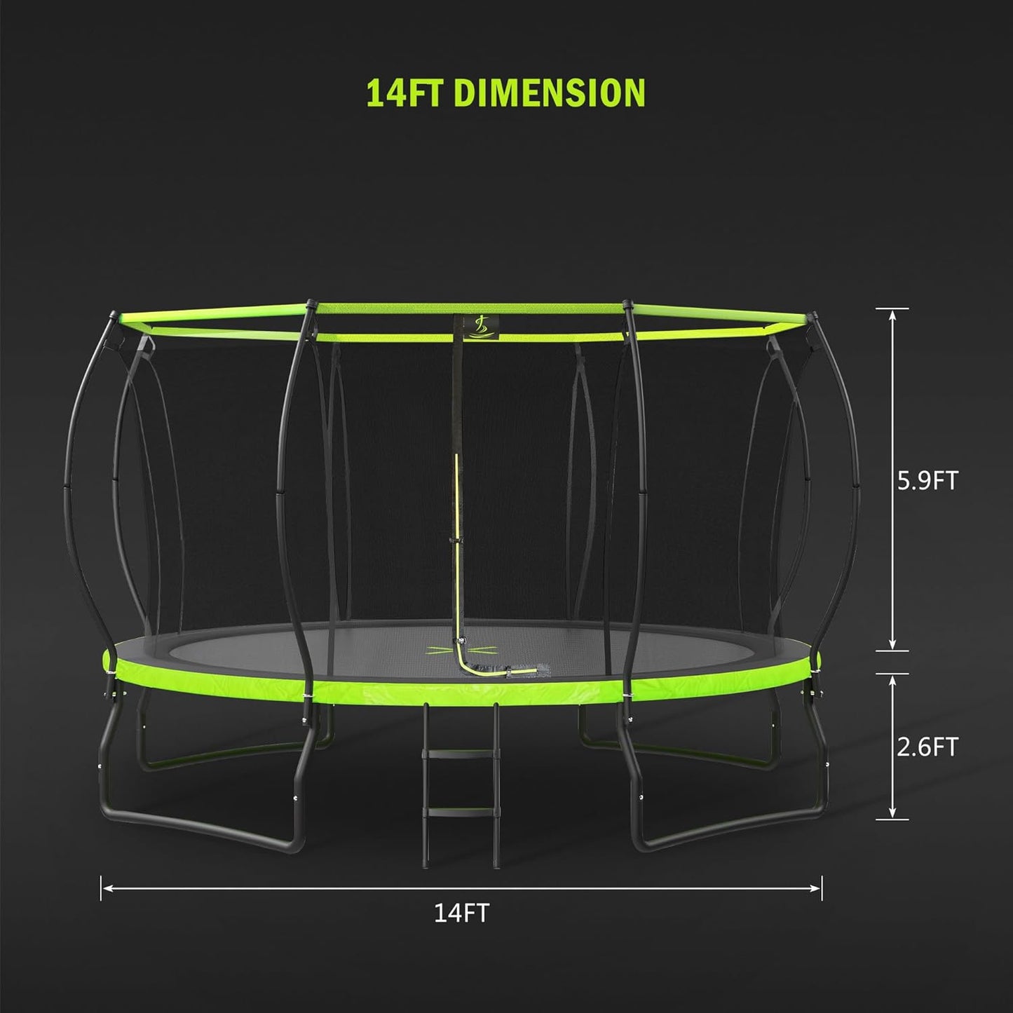 Trampoline 12FT 14FT 15FT 16FT Trampoline for Kids and Adults with Basketball Hoop, Enclosure Net & Wind Stakes, 1500LBS ASTM Approved Outdoor Recreational Trampolines