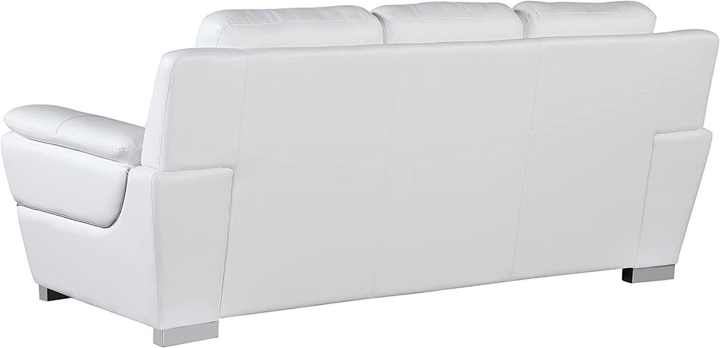 Binion Leather Match Upholstered Modern Living Room Loveseat, Sofa, White