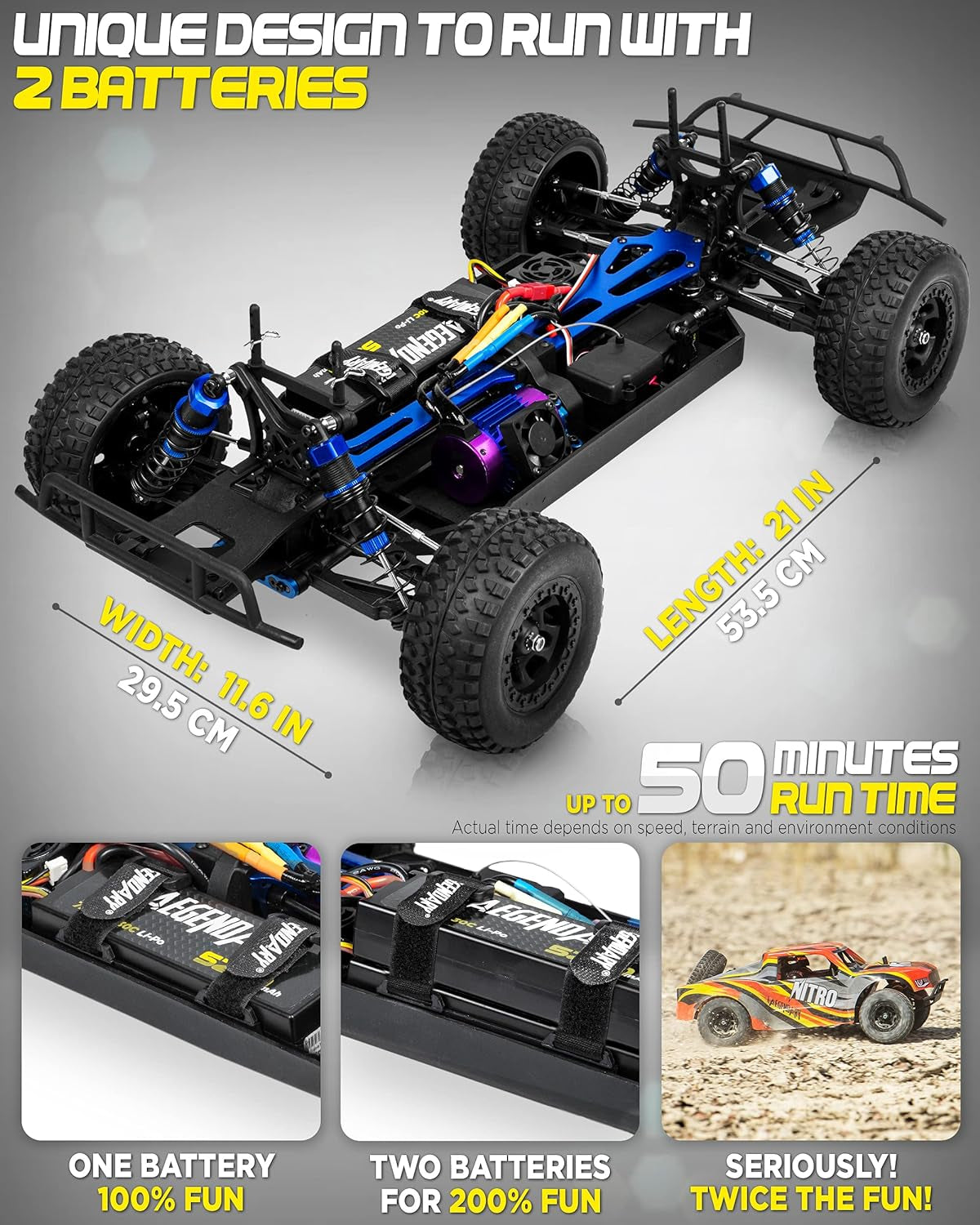 RC Cars - 4X4 Nitro Offroad Short Course RC Truck for Adults and Kids - Fast Speed, Waterproof, Electric, Hobby Grade Car - 1:8 Scale, Brushless, Orange