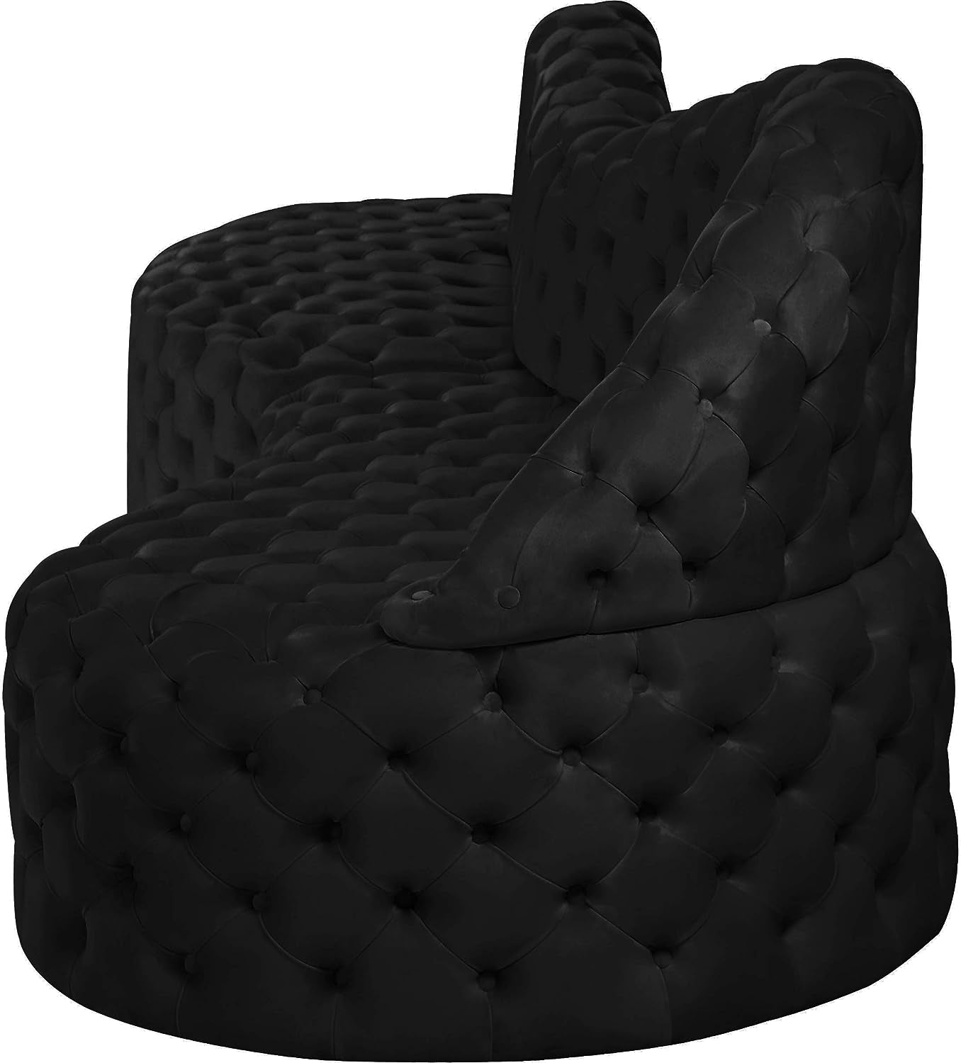 654Black-Sectional Royal Collection Modern | Contemporary Velvet Upholstered 2 Piece Sectional with Deep Button Tufting, 114" W X 41" D X 36.5" H, Black