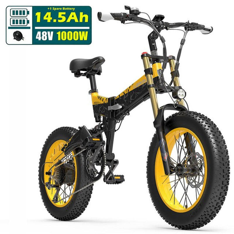 20 Inch 4.0 Fat Tire Snow Bike, Folding Mountain Bike, 1000W Motor, Pedal Assist Bicycle, Upgraded Front Fork,X3000Plus-Up