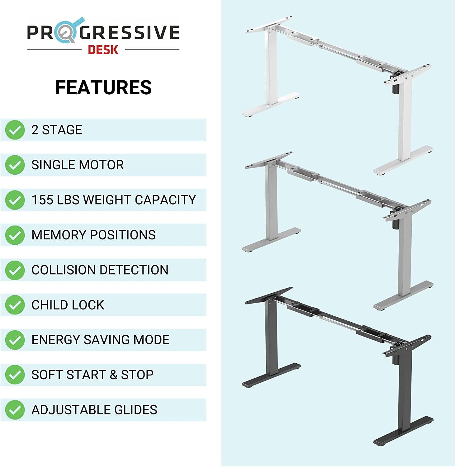 Progressive Desk Adjustable Height Desk 60 X 30 Inch. Electric Standing Desks for Home Office 60 Inch. Lift Ergonomic Desk - Bright Beech, Black Frame