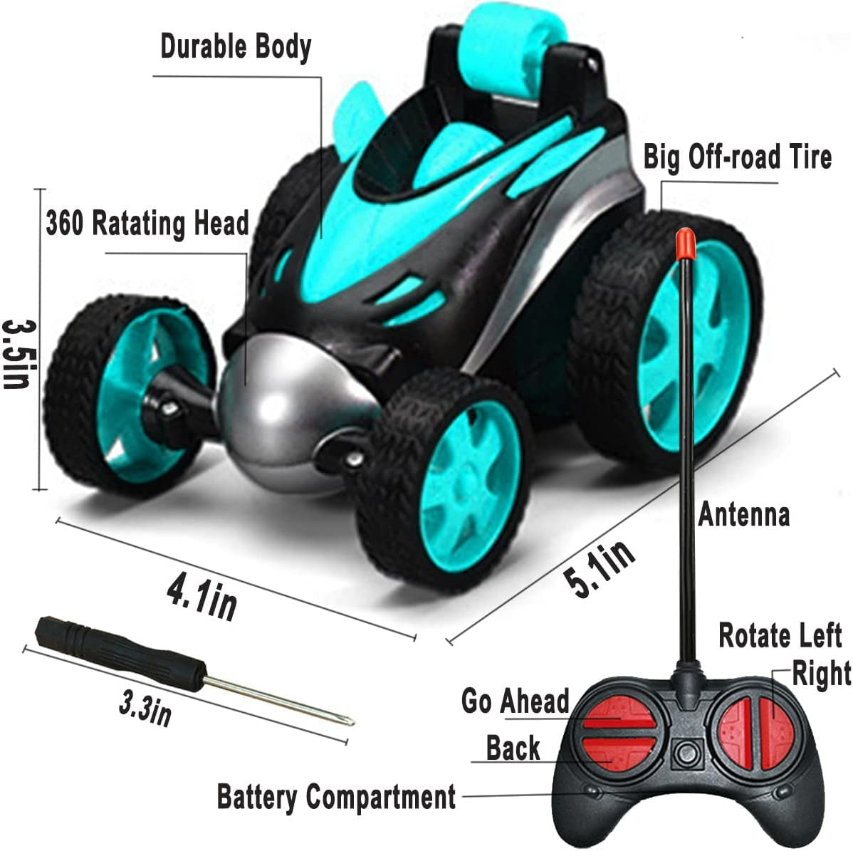 Stunt Car with Screwsdriver, Kids Toys Remote Control Car Vehicle High Speed 360 Degree Rotation Flip RC Car Upright Driving Racing Car Toy Christmas Birthday Gifts (Blue)