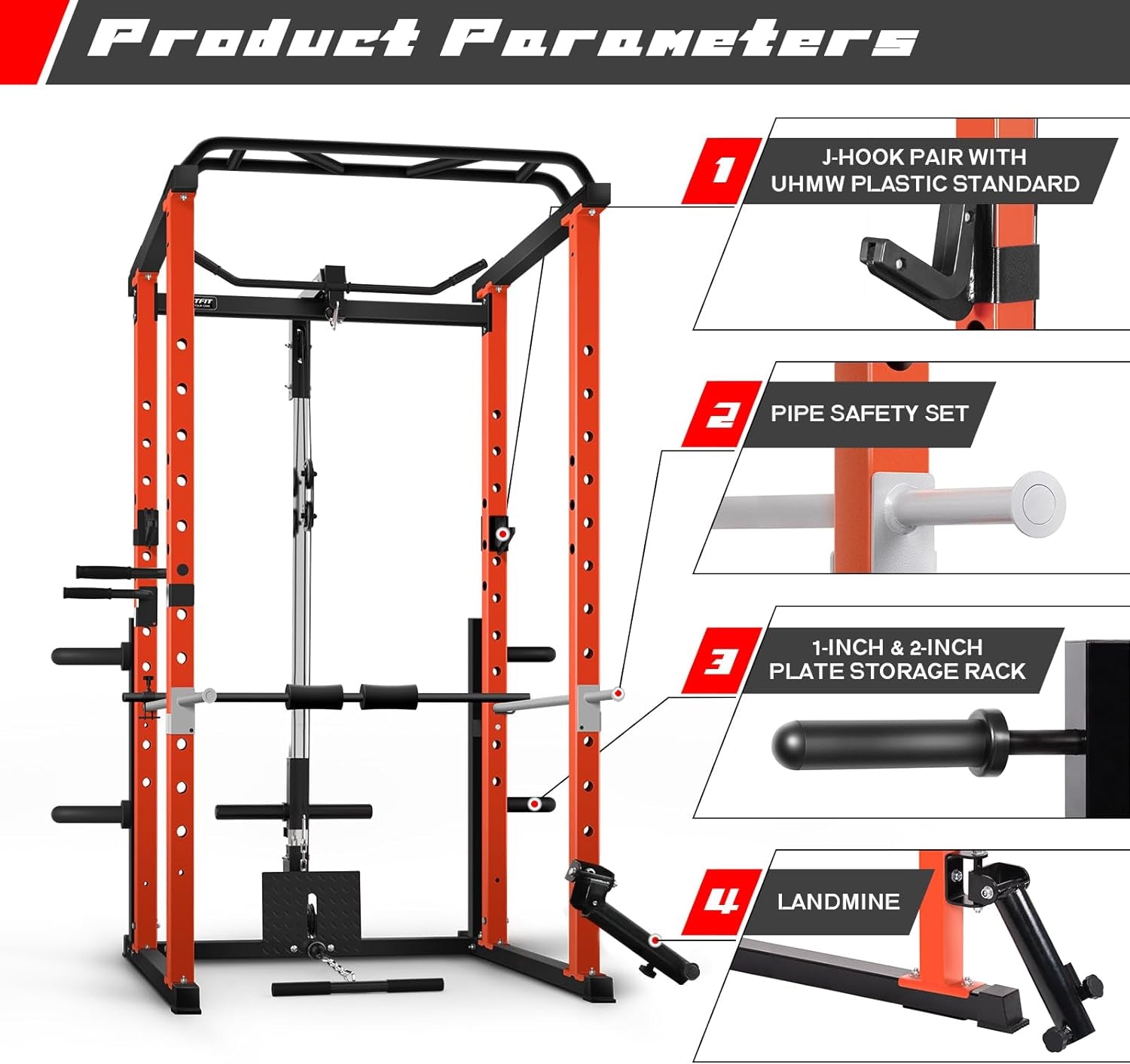 Garage & Home Gym Package Includes 1000LBS Power Cage with Optional LAT Pull down or Cable Crossover System, Weight Bench, Weight Plates Set with Olympic Barbell