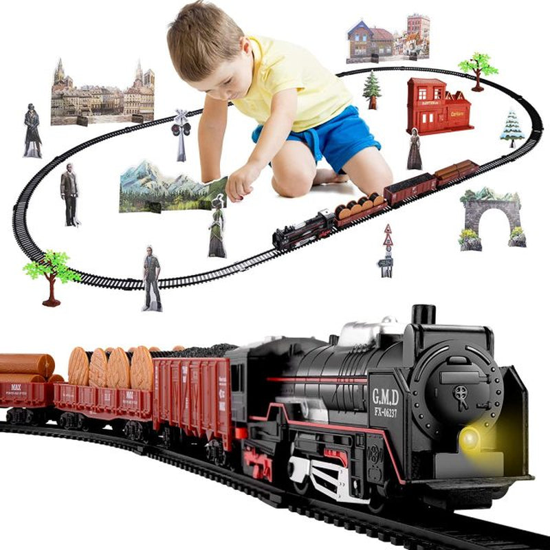 Electric Christmas Train Toy Set Car Railway Tracks Steam Locomotive Engine Diecast Model Educational Game Boy Toys for Children