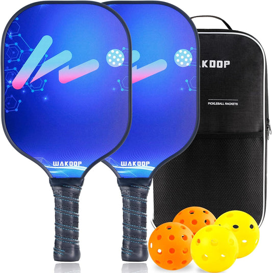 Pickleball Paddles Set of 2 Pickleball Paddles Kit Lightweight Pickleball Rackets Set with Carrying Case & 4 Balls Pickleball Equipment