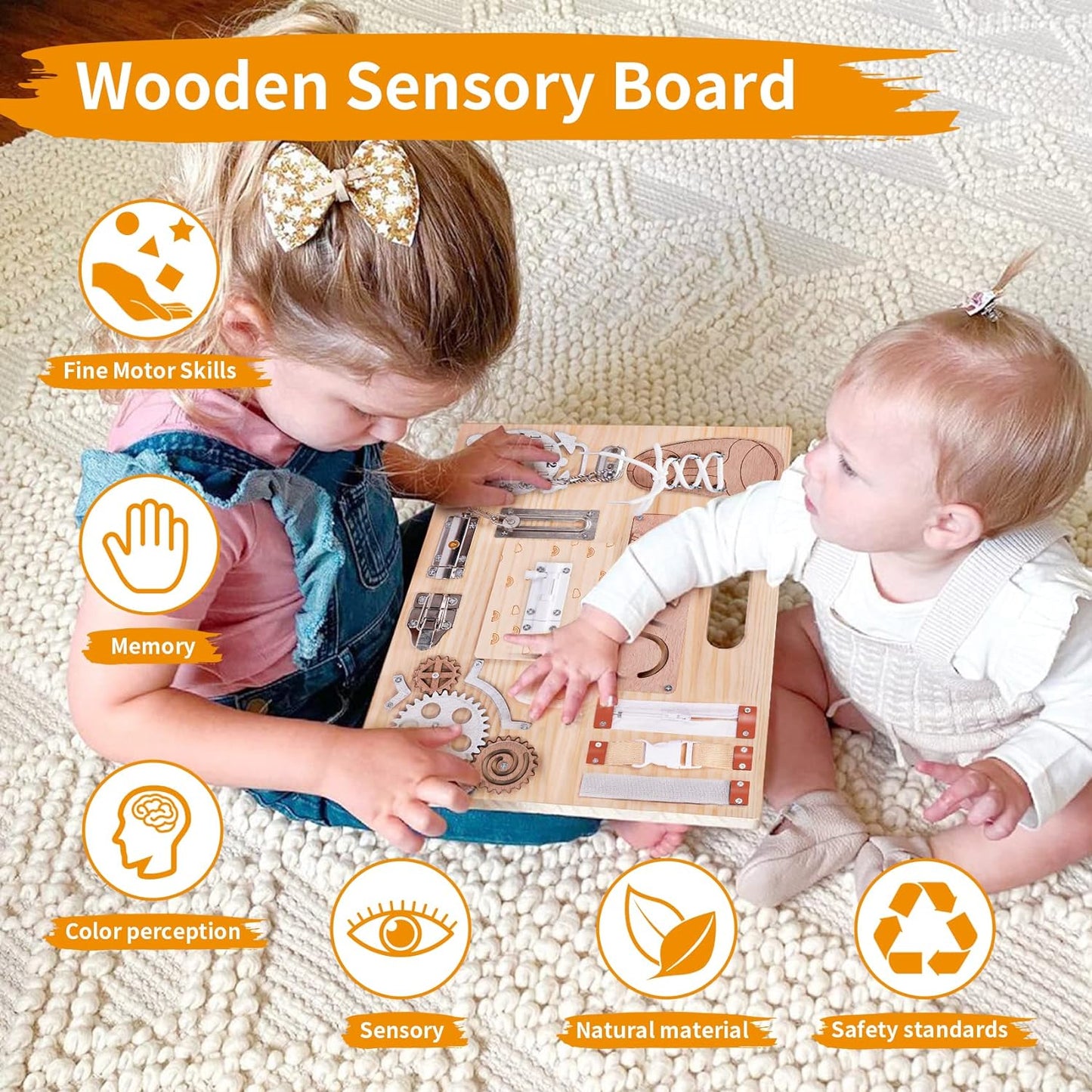 Montessori Busy Board for Toddlers Blackboard with 8 Maker and Eraser Wooden Montessori Toys for Toddlers - Travel Toy with Educational Activities and Fine Motor Skills Activity Buckle Toy