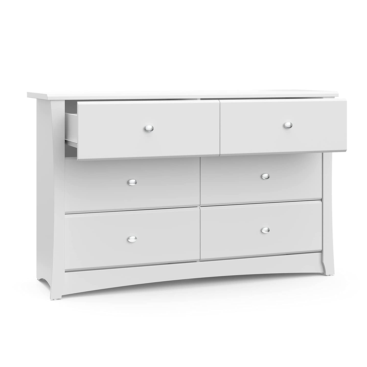 Crescent 6 Drawer Double Dresser (White) – GREENGUARD Gold Certified, Kids Dresser Drawer Organizer for Nursery, Chest of Drawers