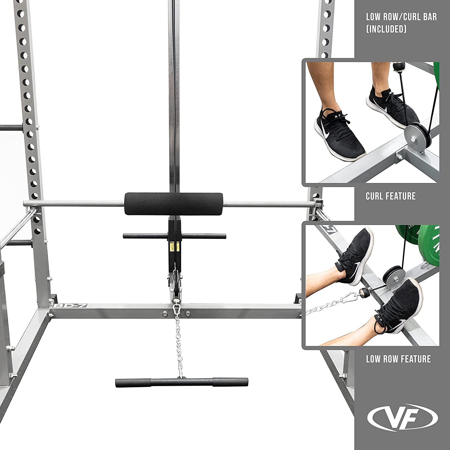 BD-7 Power Rack - Squat Rack and Bench Press Power Cage with LAT Pulldown Attachment and Other Workout Rack Bundle Options for a Complete Weightlifting Home Gym