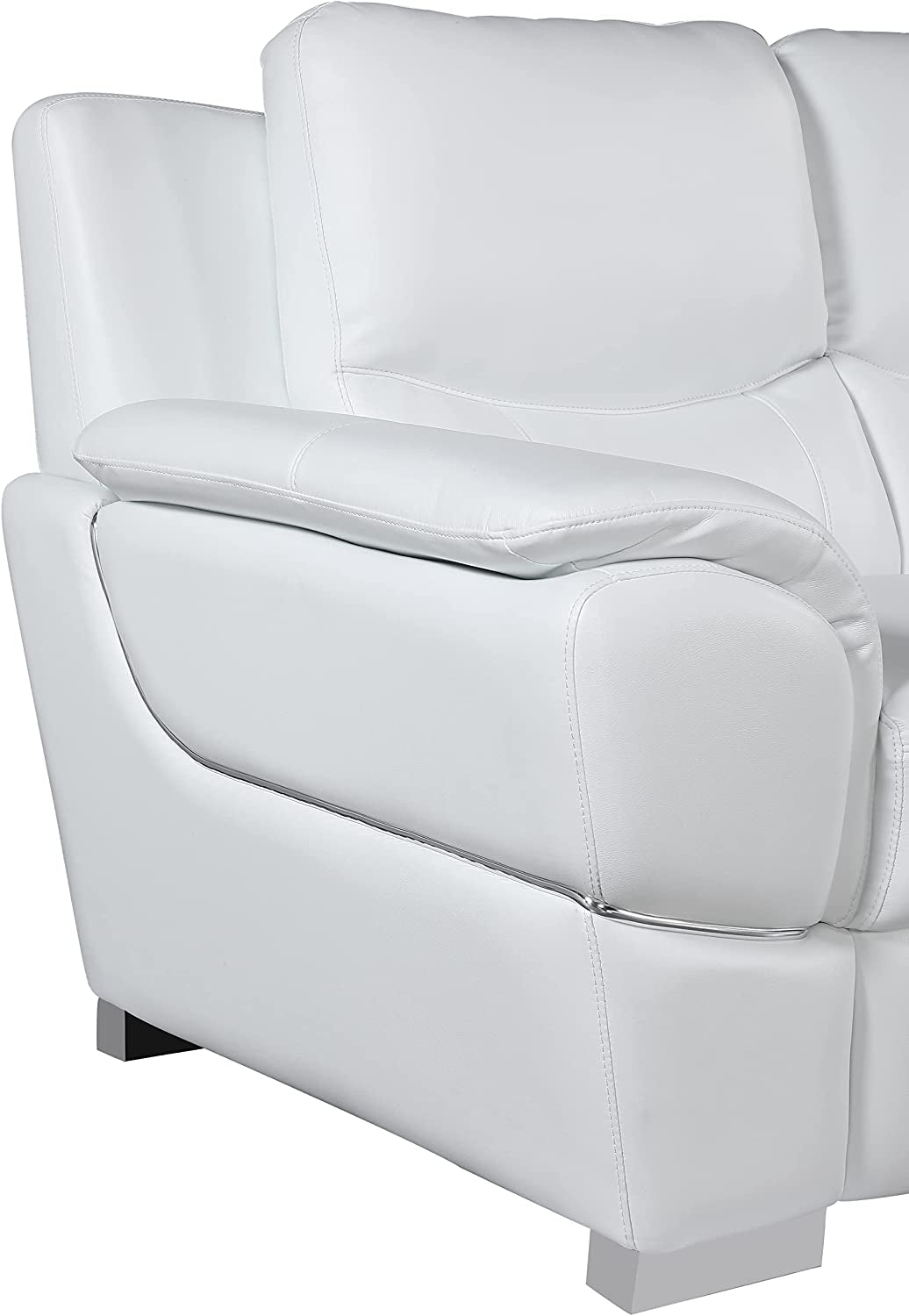 Binion Leather Match Upholstered Modern Living Room Loveseat, Sofa, White