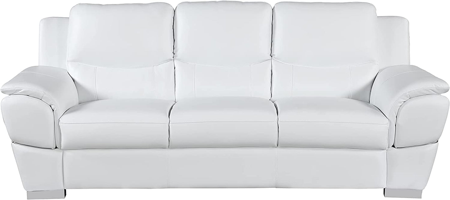 Binion Leather Match Upholstered Modern Living Room Loveseat, Sofa, White