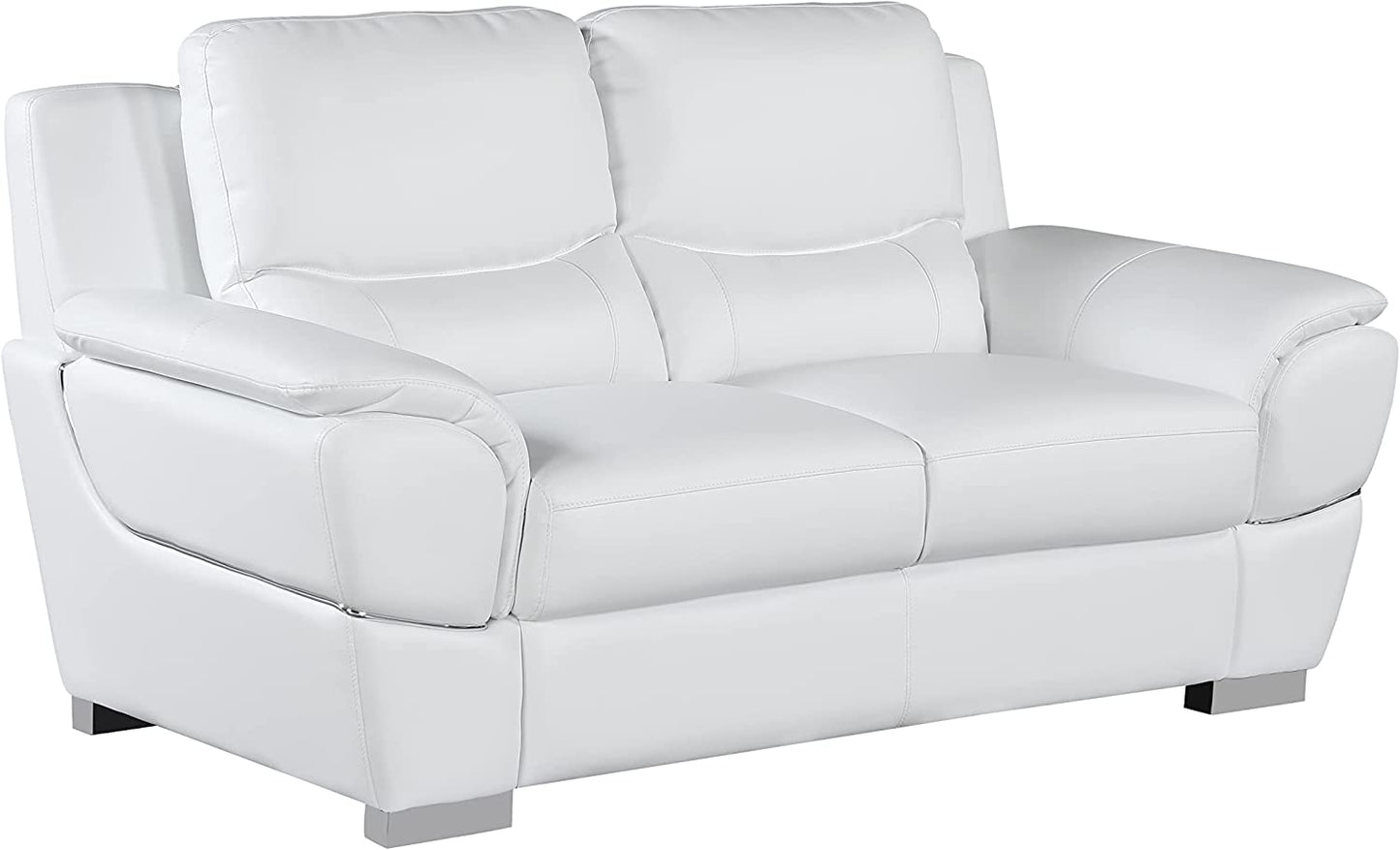 Binion Leather Match Upholstered Modern Living Room Loveseat, Sofa, White