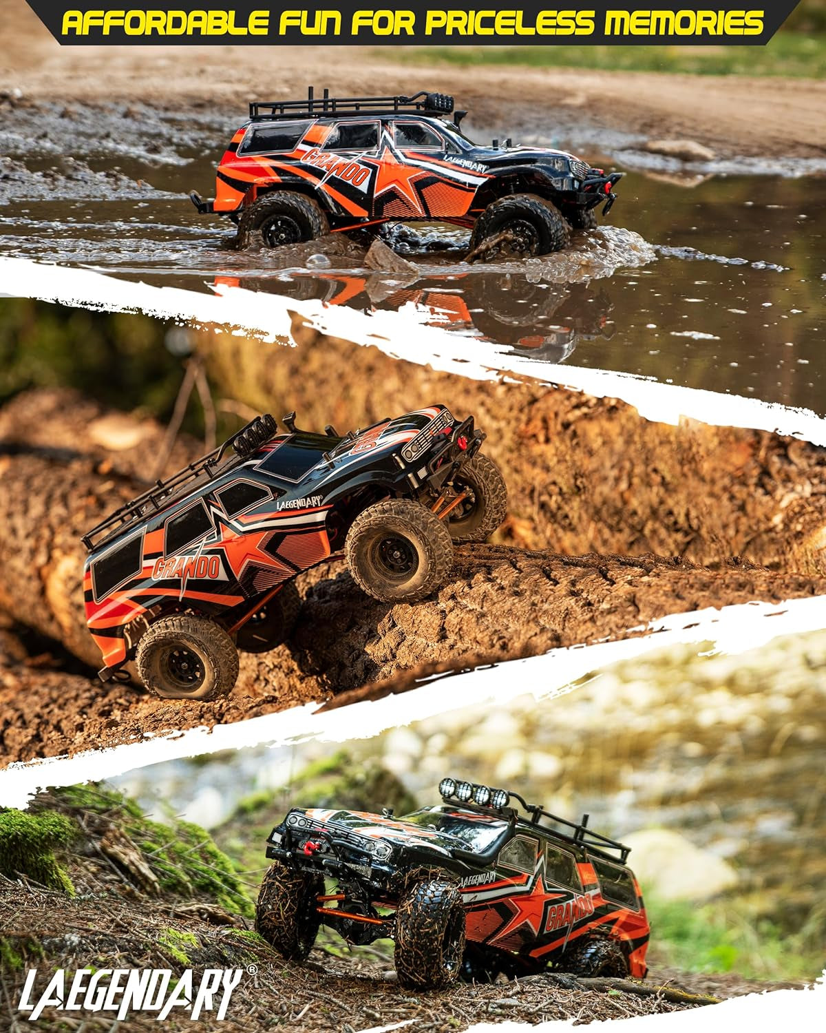 RC Crawler - 4X4 Offroad Crawler Remote Control Truck for Adults - RC Car, RC Rock Crawler, Fast Speed, Electric, Hobby Grade Car - 1:10 Scale, Brushed, Red - Orange