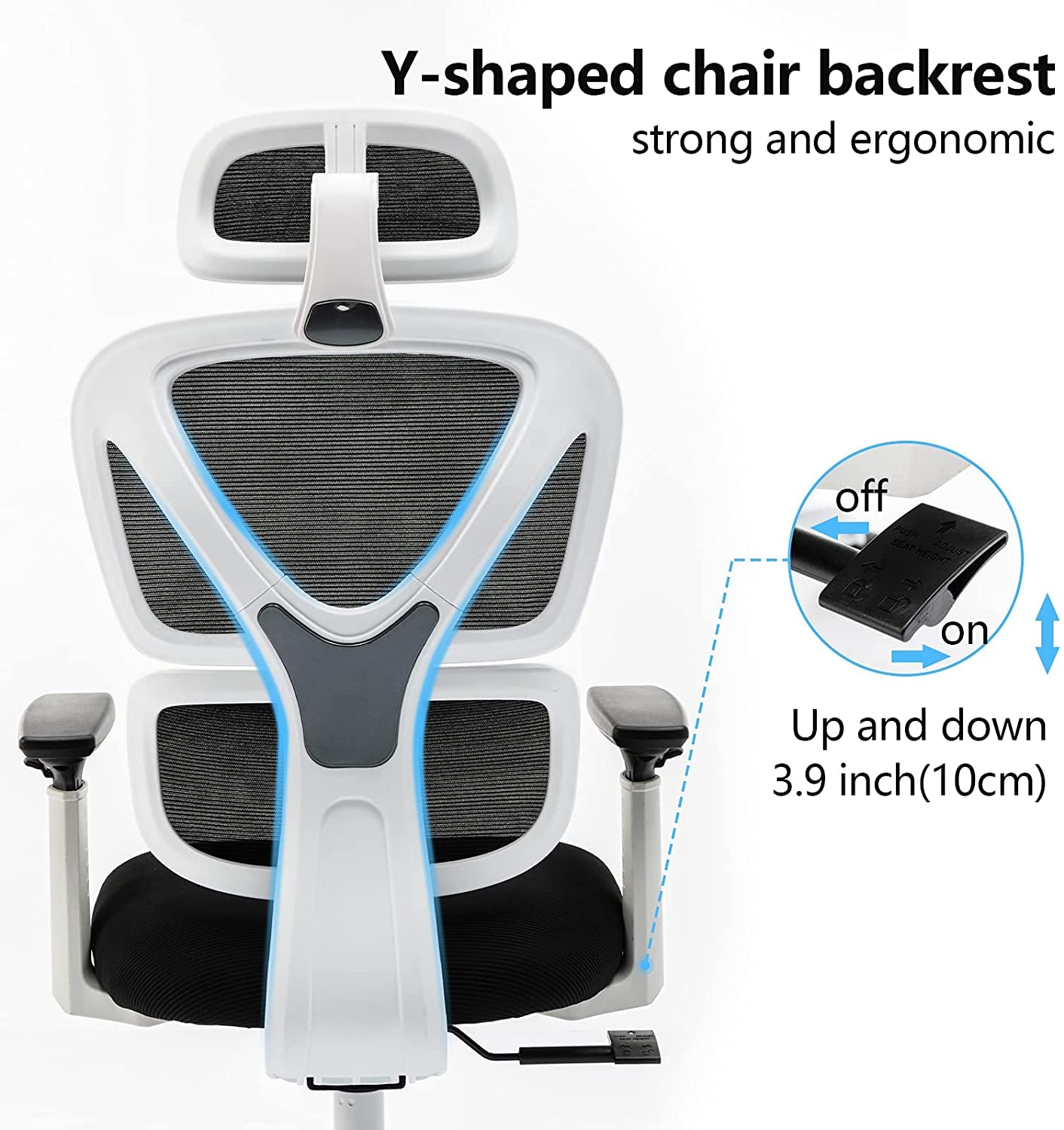 Ergonomic Office Chair, Home Desk Chair, Comfy Breathable Mesh Task Chair, High Back Thick Cushion Computer Chair with Headrest and 3D Armrests, Adjustable Height Gaming Chair