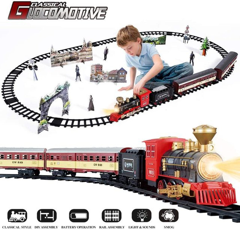 Electric Christmas Train Toy Set Car Railway Tracks Steam Locomotive Engine Diecast Model Educational Game Boy Toys for Children