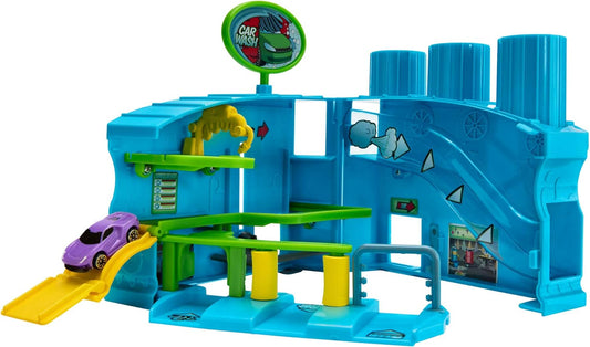 Core Playset, Car Wash Station - Expandable and Connectable to Other MM Sets, Includes One Exclusive Vehicle - Collect Them All