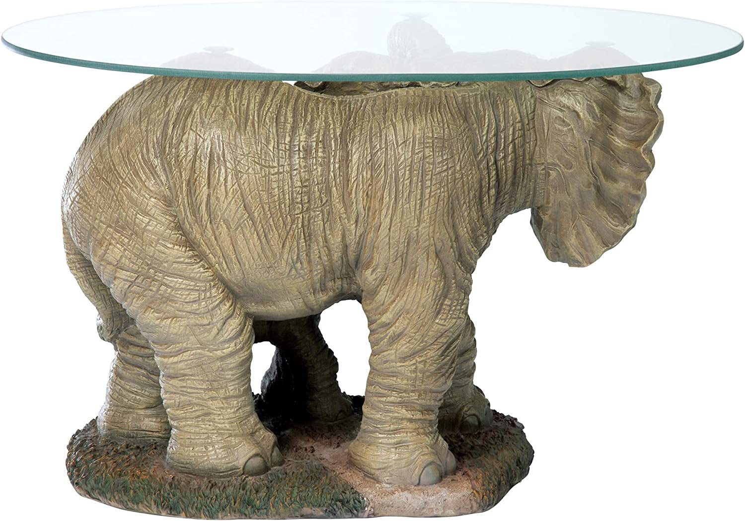 Elephant'S Majesty Glass-Topped Coffee and Cocktail Table, 30 Inches Wide, 18 Inches Deep, 18 Inches High, Full Color Finish