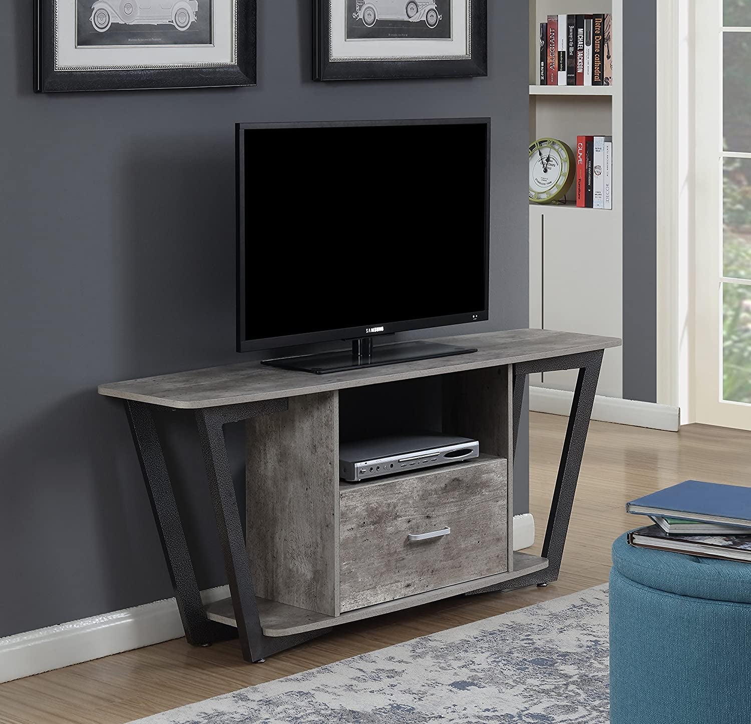 Graystone 60" TV Stand, Faux Birch / Slate Gray Frame