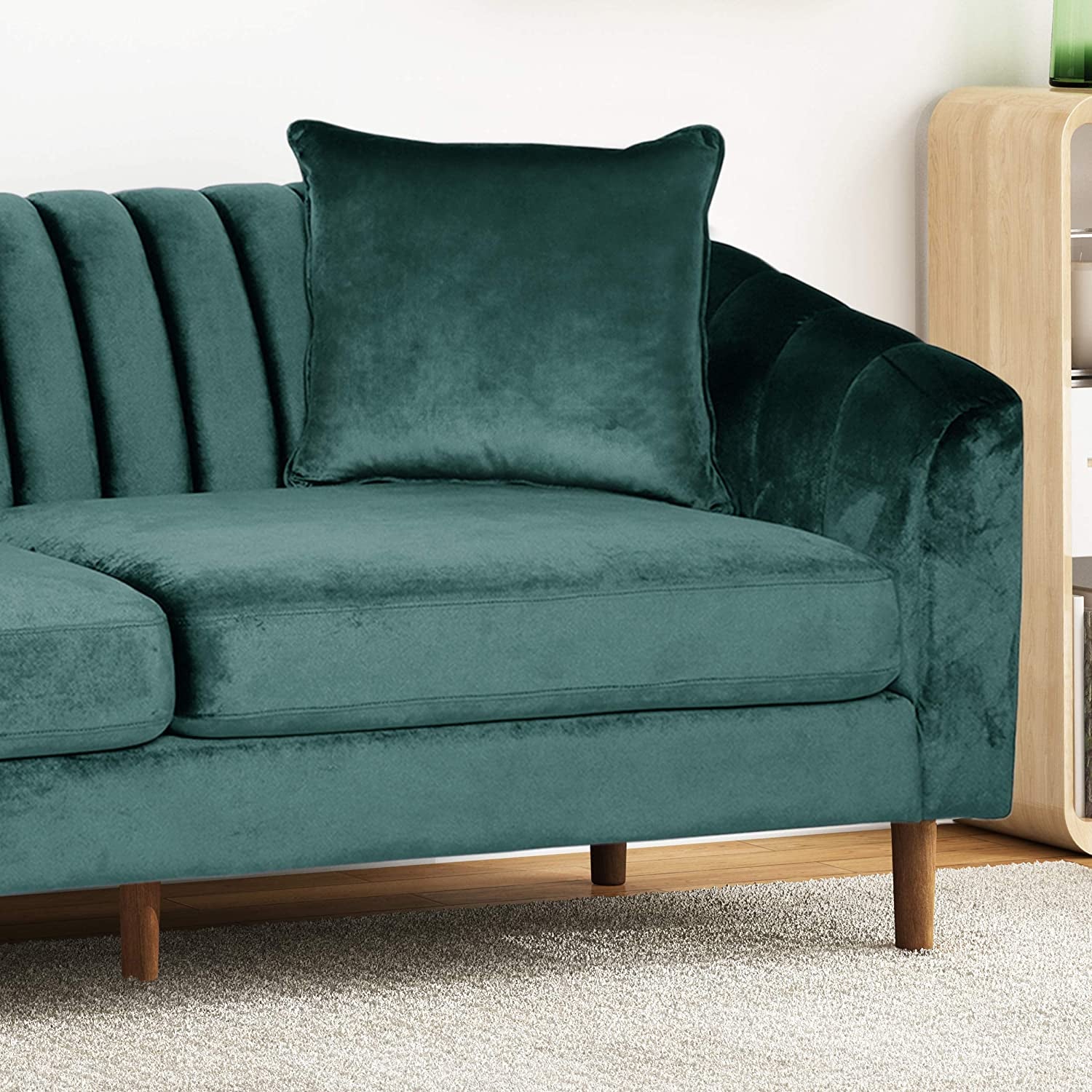 Susan Velvet 3 Seater Sofa, Teal + Dark Brown