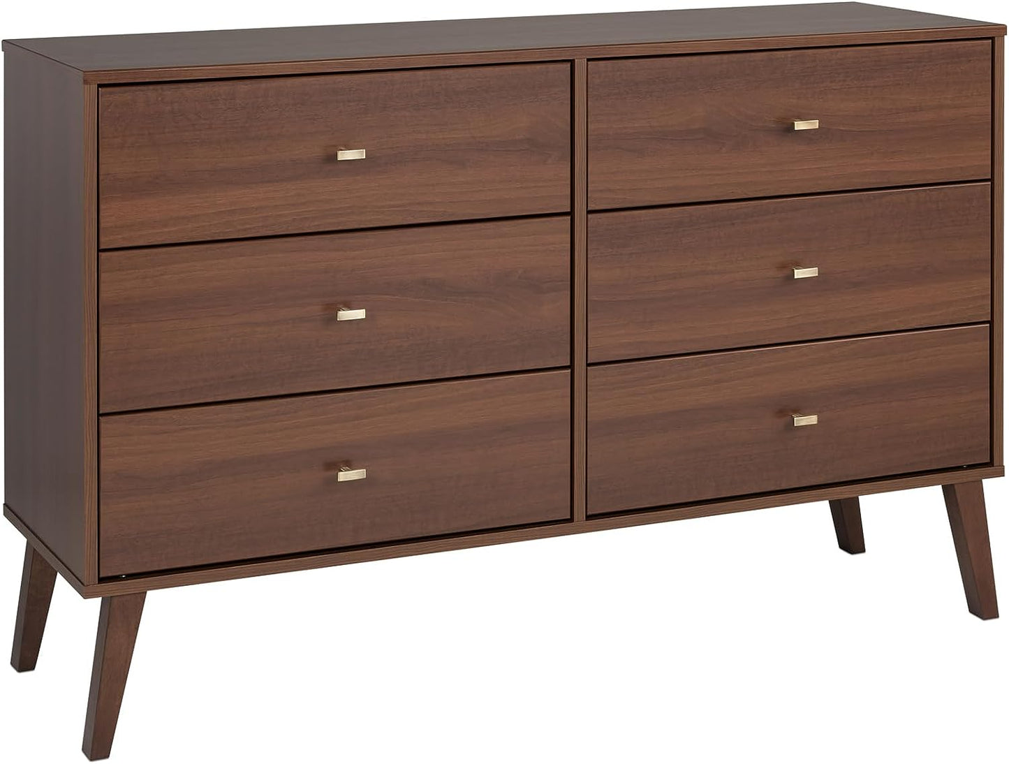 Milo Mid-Century 6 Drawer Dresser for Bedroom, 16" D X 52.50" W X 33" H, Cherry