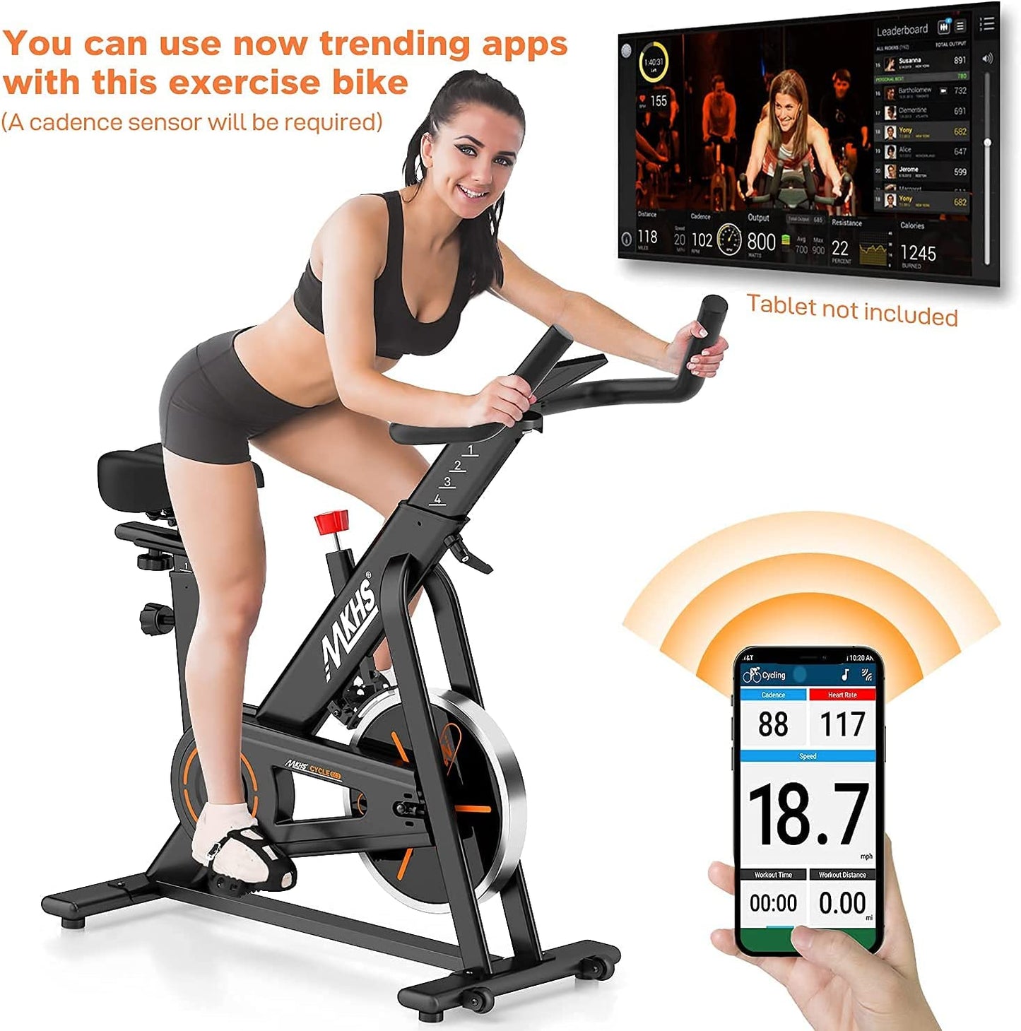 Exercise Bike,Stationay Bike for Home Exercise Equipment,Indoor Cycling Bike with Comfortable Seat Cushion,Silent Belt Drive,Ipad Holder