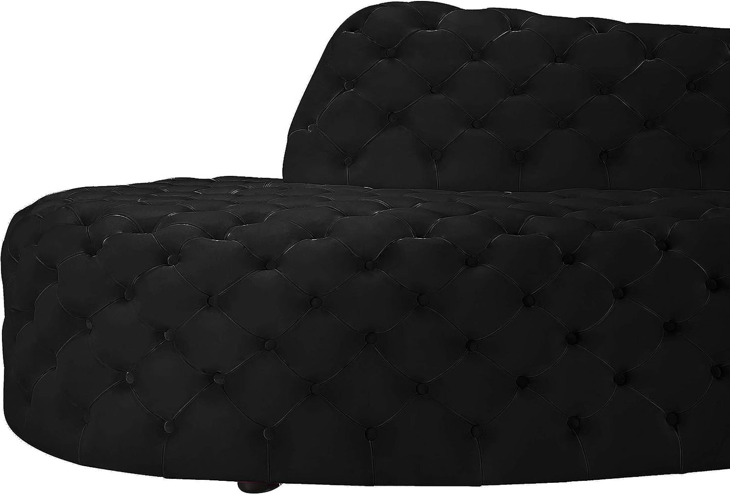 654Black-Sectional Royal Collection Modern | Contemporary Velvet Upholstered 2 Piece Sectional with Deep Button Tufting, 114" W X 41" D X 36.5" H, Black