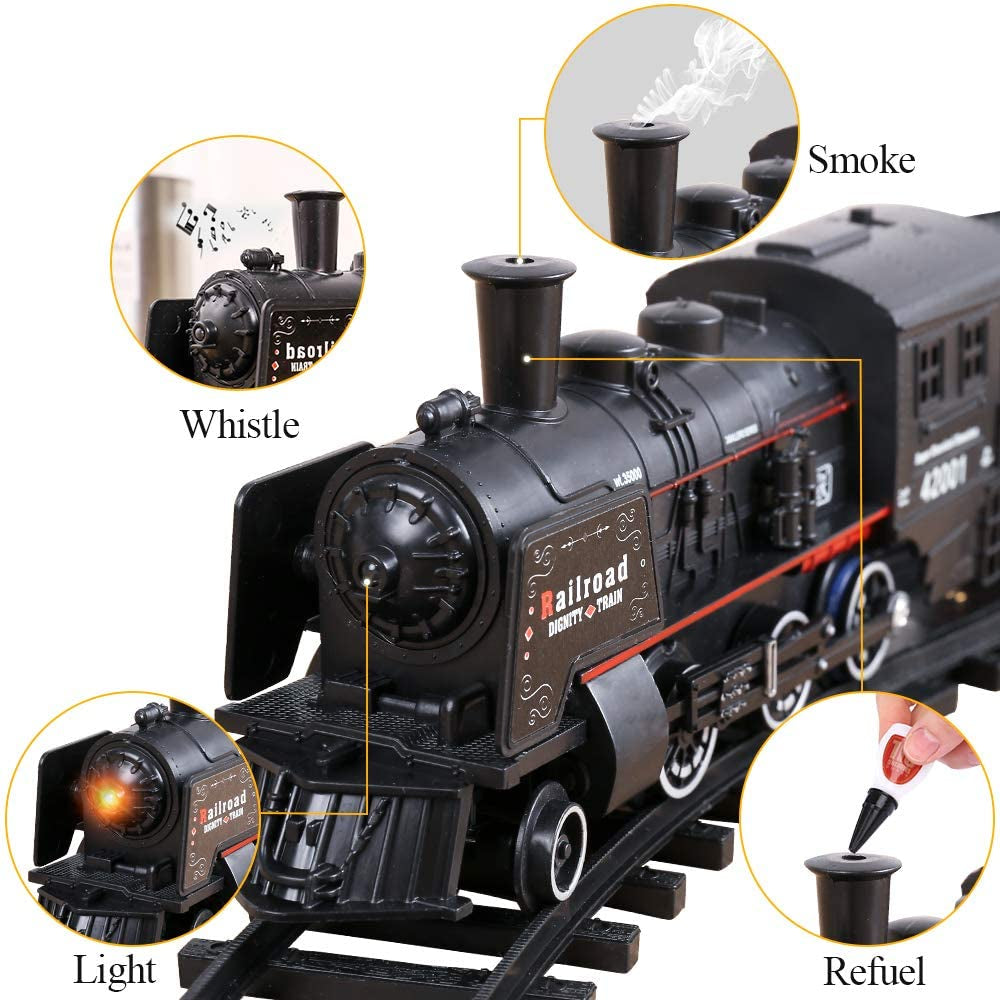 Electric Christmas Train Toy Set Car Railway Tracks Steam Locomotive Engine Diecast Model Educational Game Boy Toys for Children