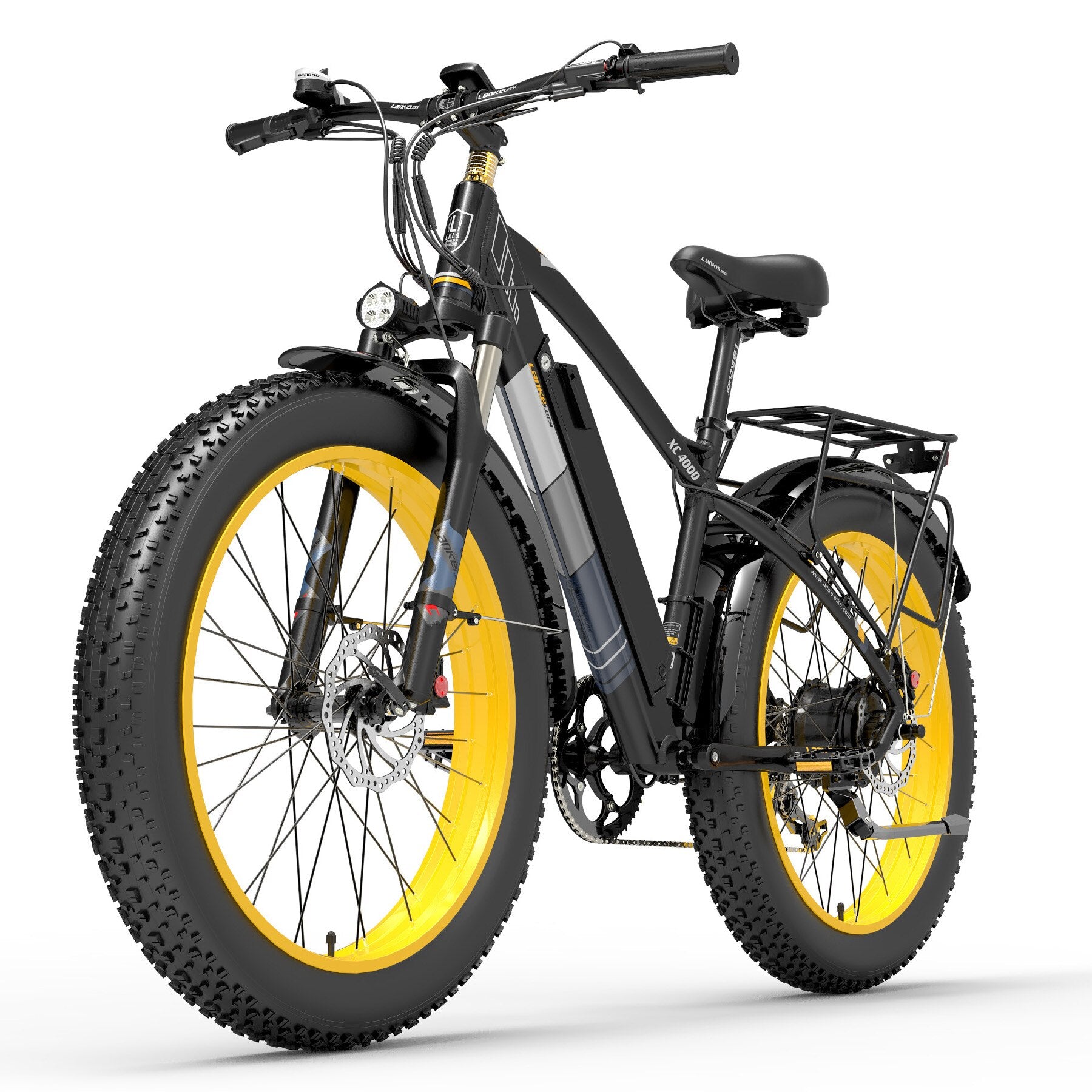 XC4000 26'' Fat Bike 7 Speed 48V 1000W Electric Bike 5 PAS Mountain Bike Snow Bike Top Brand Derailleur