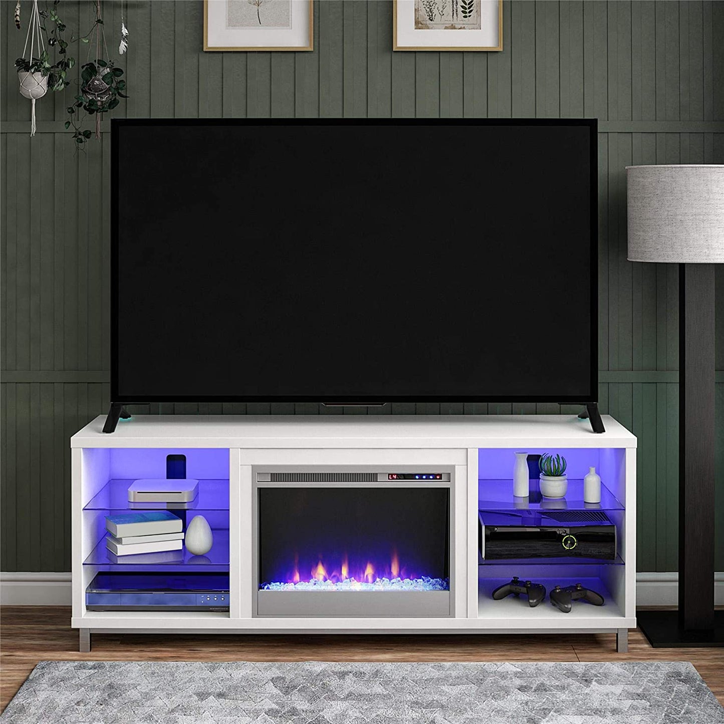 Lumina Fireplace TV Stand for Tvs up to 70", White