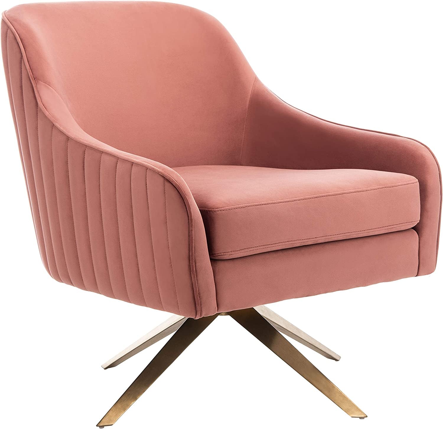 Couture Home Leyla Mid-Century Dusty Rose Velvet Swivel Accent Chair