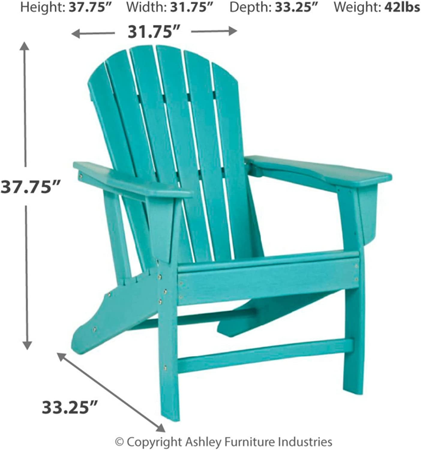 Sundown Treasure Outdoor Patio HDPE Weather Resistant Adirondack Chair, Blue