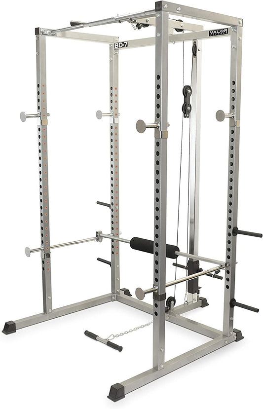 BD-7 Power Rack - Squat Rack and Bench Press Power Cage with LAT Pulldown Attachment and Other Workout Rack Bundle Options for a Complete Weightlifting Home Gym