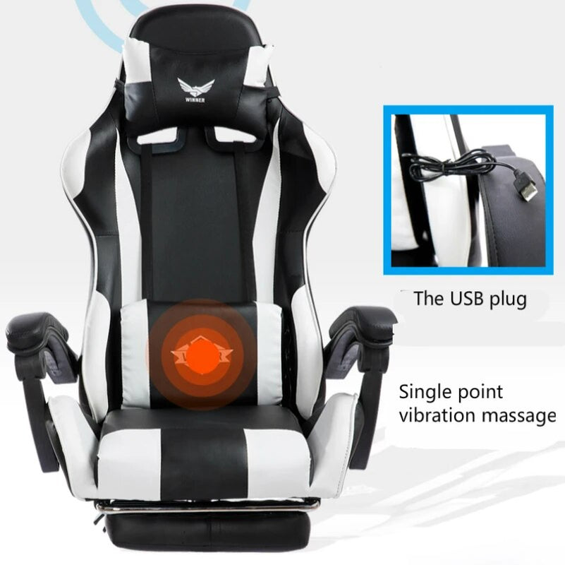 Reclining Office Chair with Footrest Lifted Rotated E-Sports Gaming Chair Household Multi-Function Computer Chair with Massage