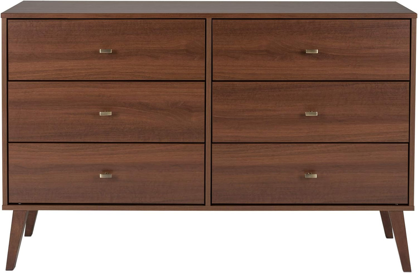 Milo Mid-Century 6 Drawer Dresser for Bedroom, 16" D X 52.50" W X 33" H, Cherry